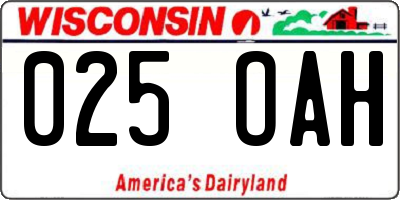 WI license plate 025OAH