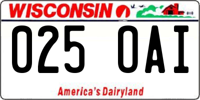WI license plate 025OAI