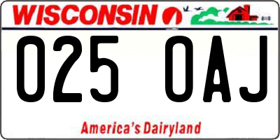 WI license plate 025OAJ