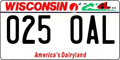 WI license plate 025OAL