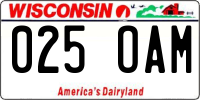 WI license plate 025OAM