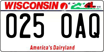 WI license plate 025OAQ
