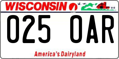 WI license plate 025OAR