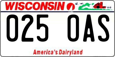 WI license plate 025OAS