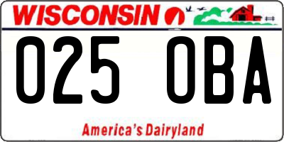 WI license plate 025OBA