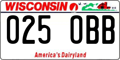 WI license plate 025OBB