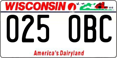 WI license plate 025OBC