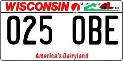 WI license plate 025OBE