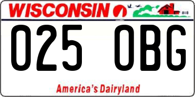 WI license plate 025OBG