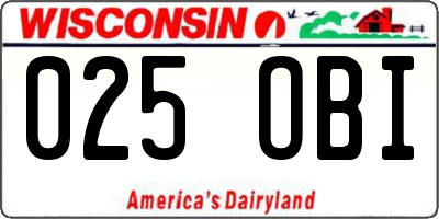WI license plate 025OBI