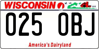 WI license plate 025OBJ