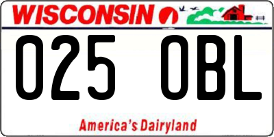 WI license plate 025OBL