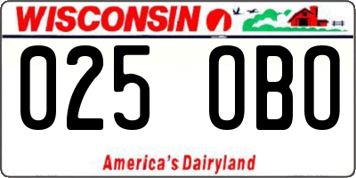 WI license plate 025OBO