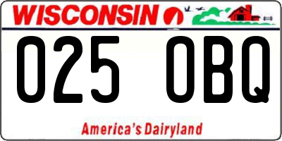 WI license plate 025OBQ