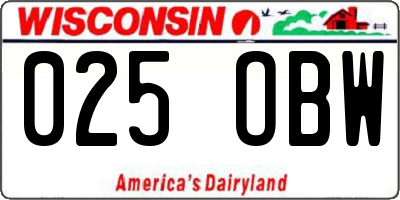 WI license plate 025OBW