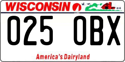 WI license plate 025OBX