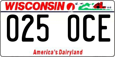 WI license plate 025OCE