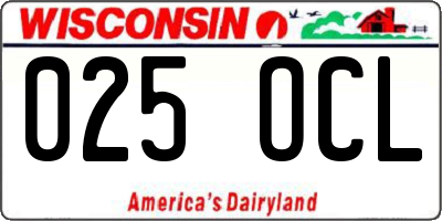 WI license plate 025OCL