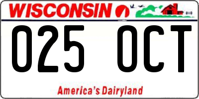 WI license plate 025OCT