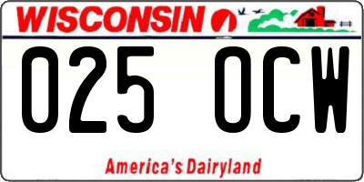 WI license plate 025OCW