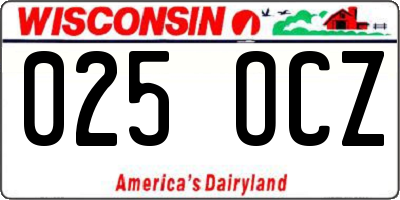 WI license plate 025OCZ