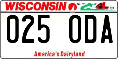 WI license plate 025ODA