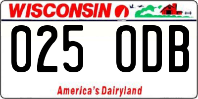 WI license plate 025ODB