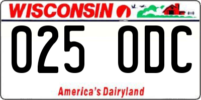 WI license plate 025ODC
