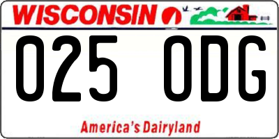 WI license plate 025ODG
