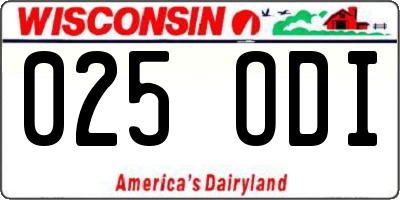 WI license plate 025ODI
