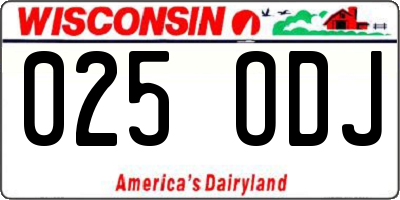 WI license plate 025ODJ