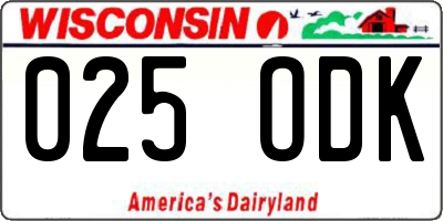 WI license plate 025ODK
