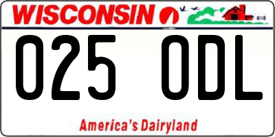 WI license plate 025ODL