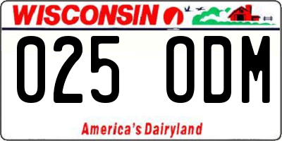 WI license plate 025ODM