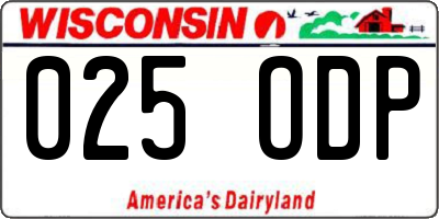 WI license plate 025ODP