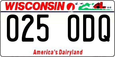 WI license plate 025ODQ