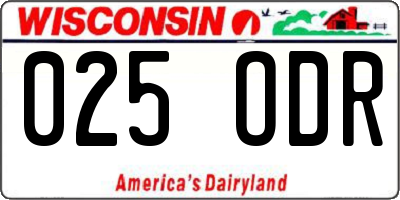 WI license plate 025ODR