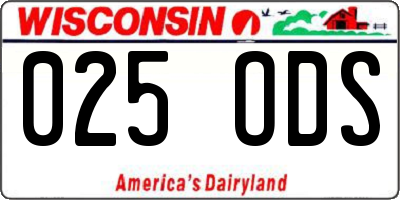 WI license plate 025ODS