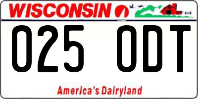 WI license plate 025ODT