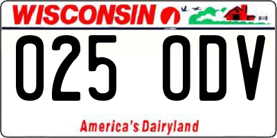 WI license plate 025ODV