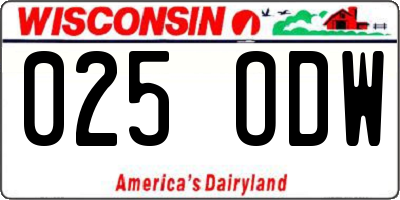 WI license plate 025ODW