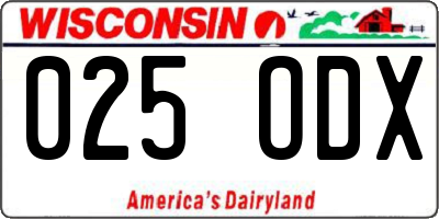 WI license plate 025ODX