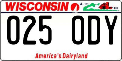 WI license plate 025ODY