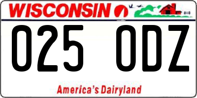 WI license plate 025ODZ