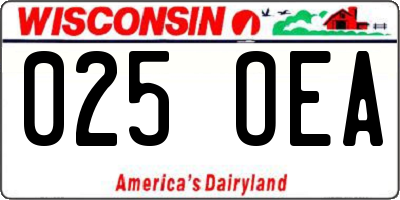 WI license plate 025OEA