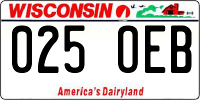 WI license plate 025OEB