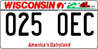 WI license plate 025OEC