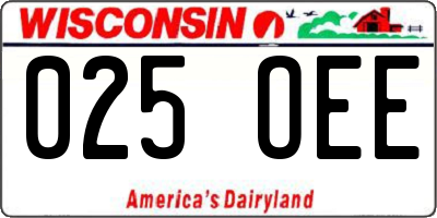 WI license plate 025OEE