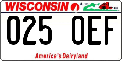 WI license plate 025OEF
