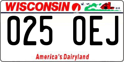 WI license plate 025OEJ